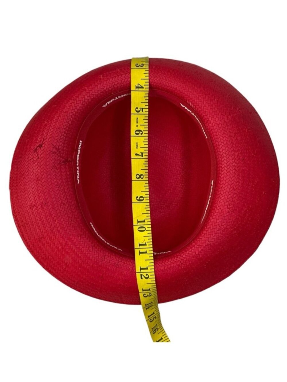 Vintage Red Straw Church Derby Hat Embellished Ribbon Red Bird Adult OS 1980’s - Picture 10 of 15